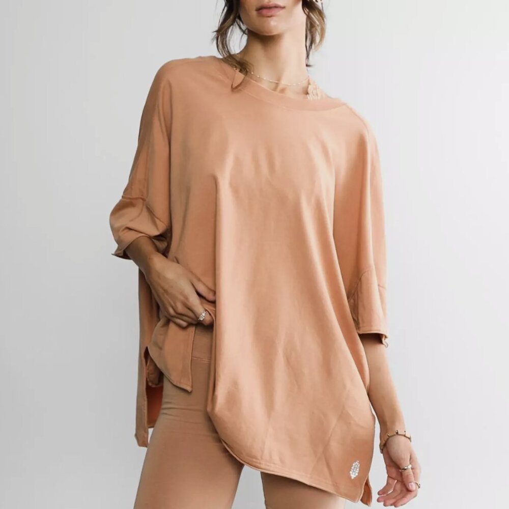 Free People Tan Short Sleeve Tee